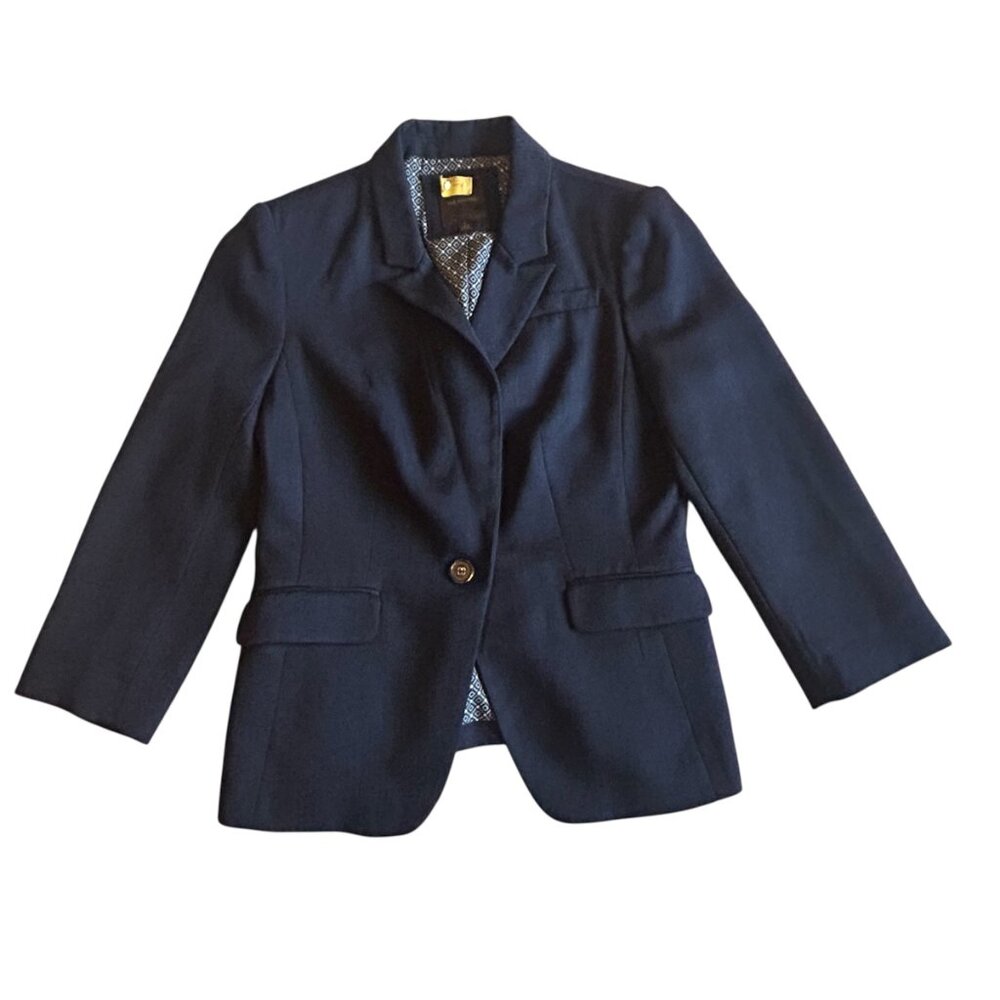 The Limited Navy Herringbone Blazer Size S Tailored Career Classic - Picture 2 of 12